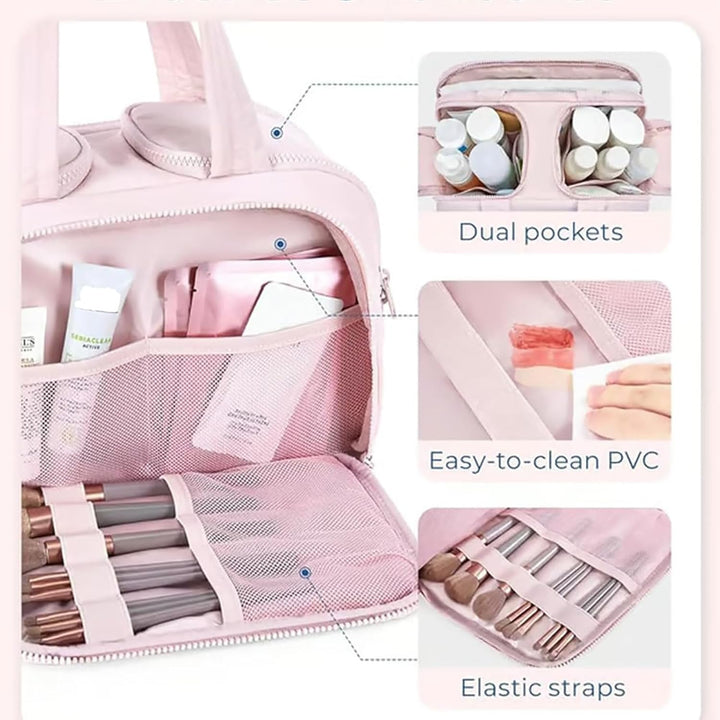 Skanto | 4-in-1 Puffy Kulturbeutel für Damen – Großer Reise-Make-up- & Hautpflege-Organizer