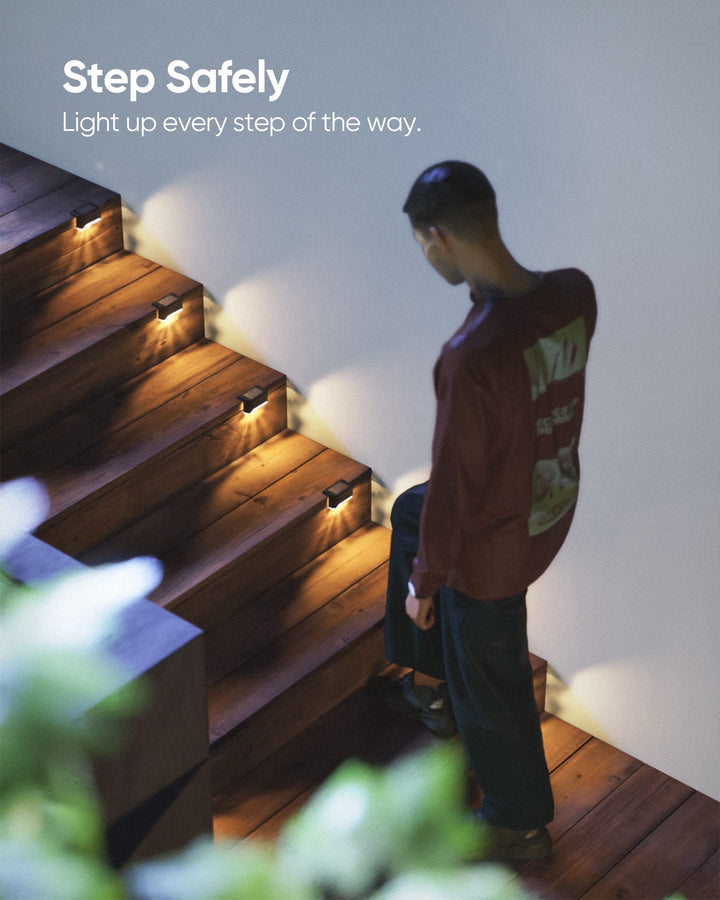 Skanto | 16er-Pack Solar-Deckleuchten – wasserdichte LED-Zaunleuchten für Garten, Terrasse, Treppen, Schwarz
