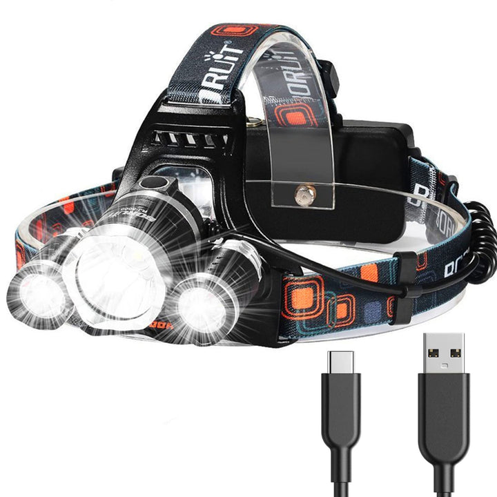 Skanto | Hqdz-Td 20000 Lumen wiederaufladbare Stirnlampe - Wasserdicht, einstellbares Licht für Outdoor, Jagd, Camping