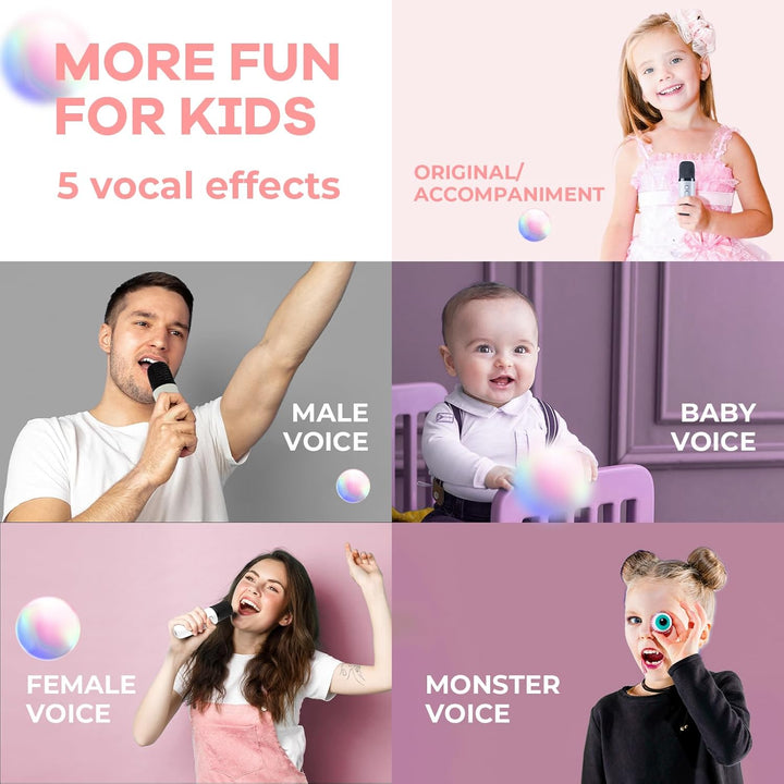 Skanto | Tragbare Mini-Karaoke-Maschine mit Bluetooth-Lautsprecher und 2 kabellosen Mikrofonen – Veylo