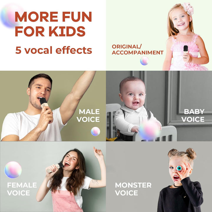 Skanto | Tragbare Mini-Karaoke-Maschine mit Bluetooth-Lautsprecher und 2 kabellosen Mikrofonen – Veylo