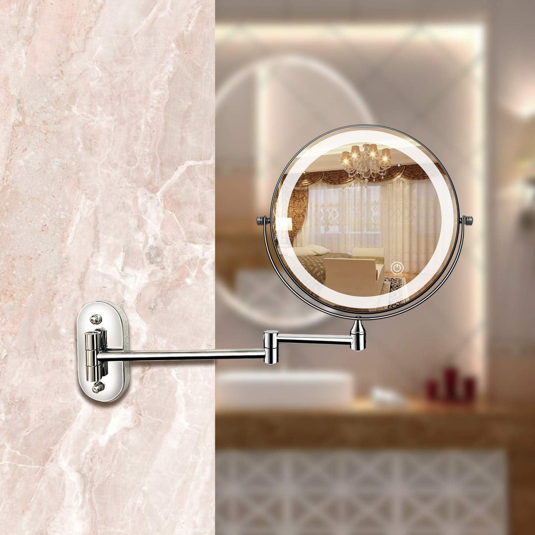 Skanto | Vergrößernder wiederaufladbarer LED-Schminkspiegel | Einstellbare Helligkeit, bis zu 10-fache Vergrößerung & tragbar für perfektes Make-up