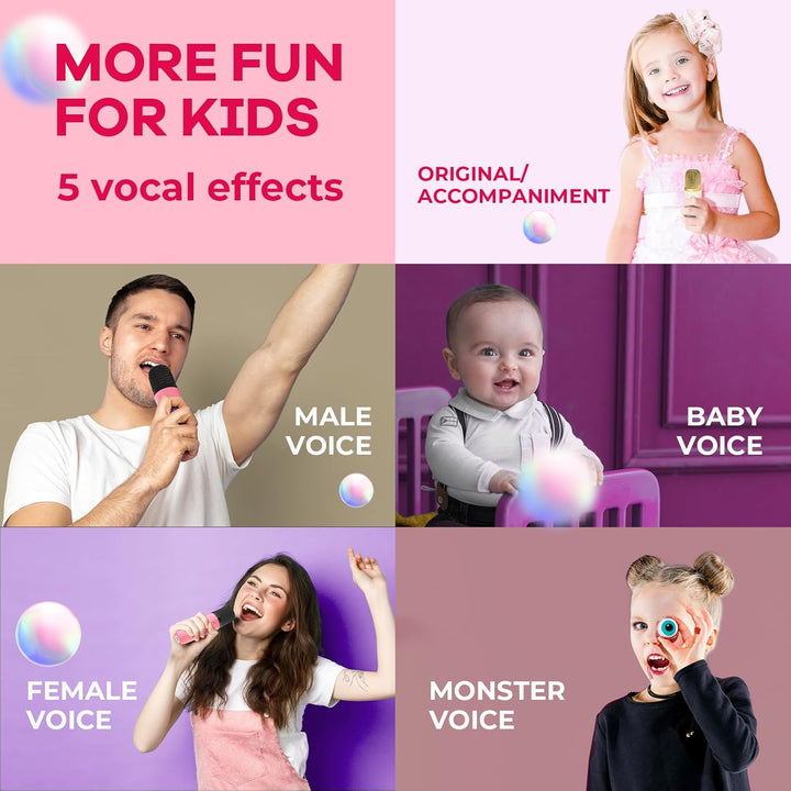 Skanto | Tragbare Mini-Karaoke-Maschine mit Bluetooth-Lautsprecher und 2 kabellosen Mikrofonen – Veylo