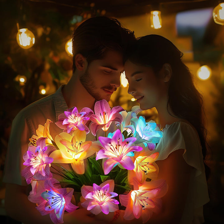 Skanto | Skanto 6er-Pack Solar-Gartenleuchten – wasserdichte Lilienblumen für die Gartendekoration im Freien