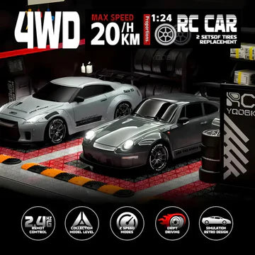 Skanto | Retro Drift Master – 4WD RC-Auto mit LED-Lichtern