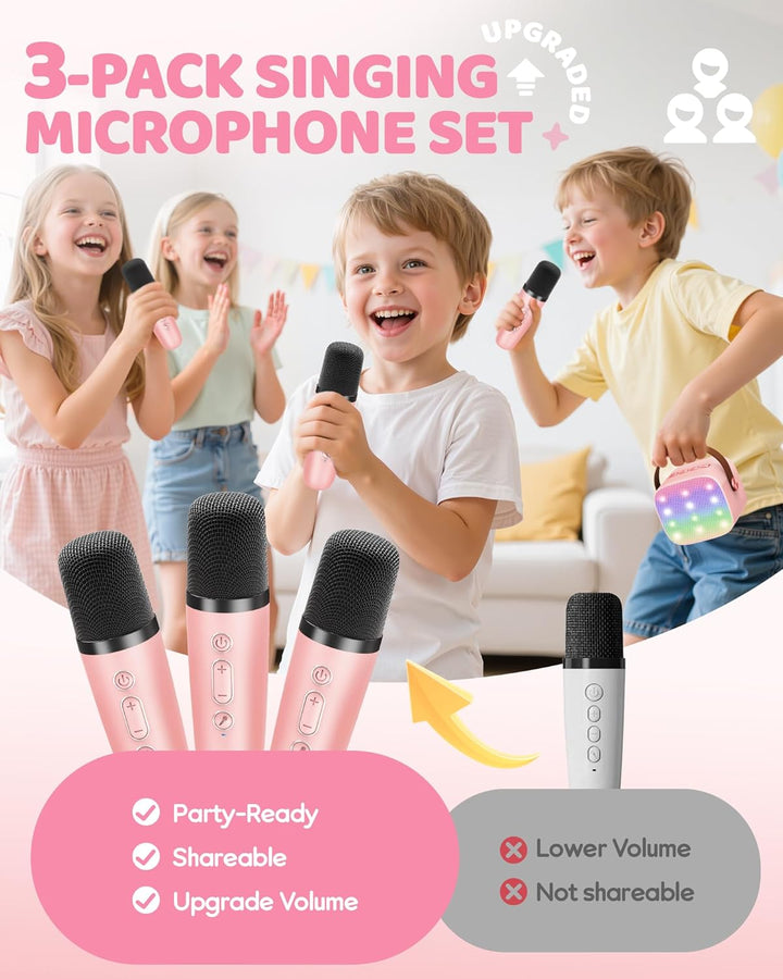 Skanto | Tragbare Mini-Karaoke-Maschine mit Bluetooth-Lautsprecher und 2 kabellosen Mikrofonen – Veylo