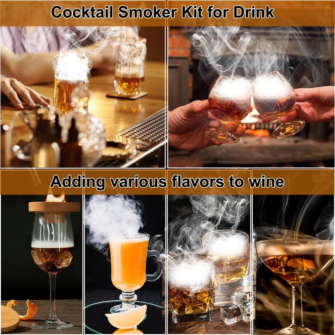 Skanto | Cocktail-Räuchergerät mit 8 Geschmacksrichtungen – Bourbon Whiskey Geschenke für Männer