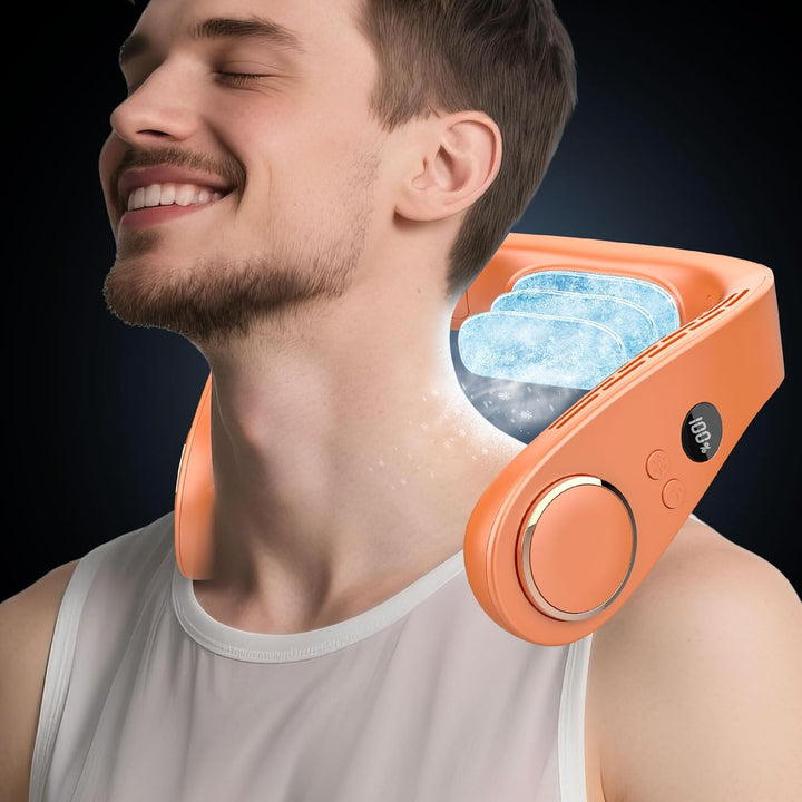 Skanto | Neck Cooler Pro – Bladeless Nackenventilator mit Kühlplatte und LED-Anzeige