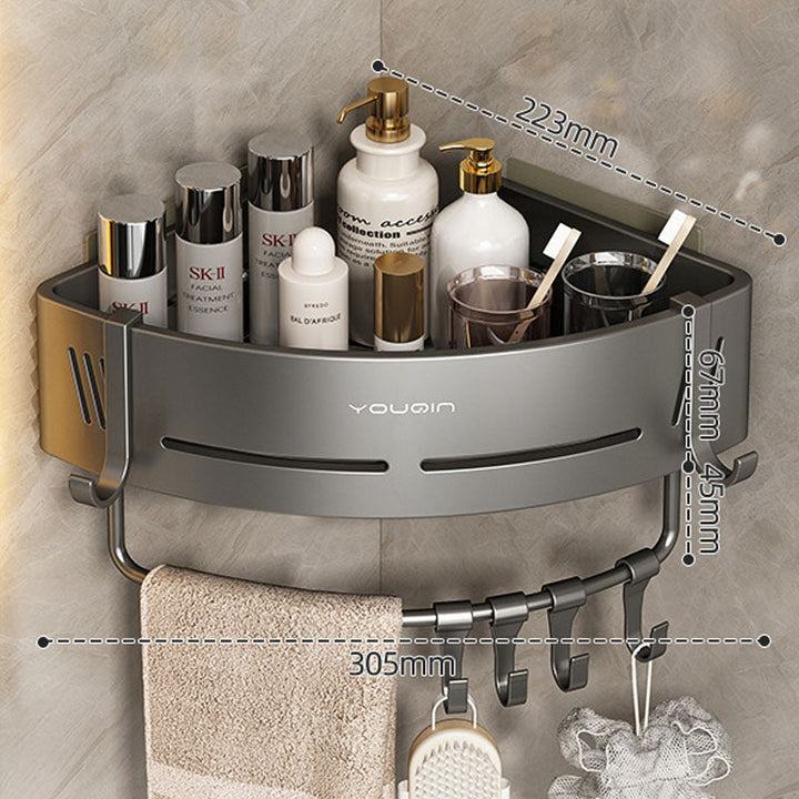 Skanto | EasyCorner Aluminiumregal – Selbstklebende Badhaken-Aufbewahrung ohne Bohren