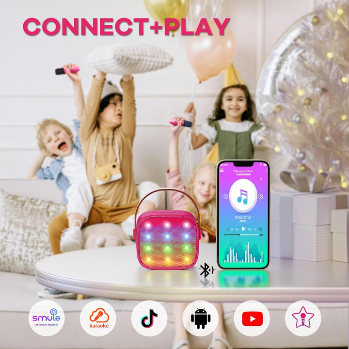 Skanto | Tragbare Mini-Karaoke-Maschine mit Bluetooth-Lautsprecher und 2 kabellosen Mikrofonen – Veylo