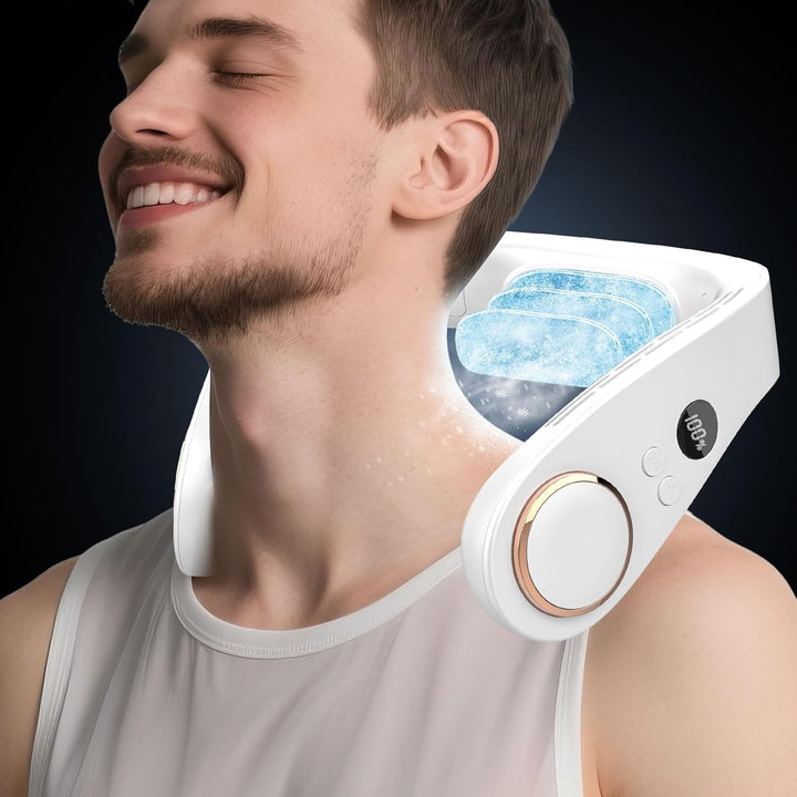 Skanto | Neck Cooler Pro – Bladeless Nackenventilator mit Kühlplatte und LED-Anzeige