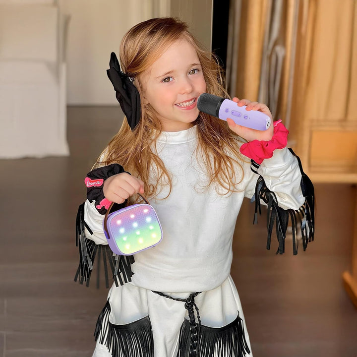 Skanto | Tragbare Mini-Karaoke-Maschine mit Bluetooth-Lautsprecher und 2 kabellosen Mikrofonen – Veylo