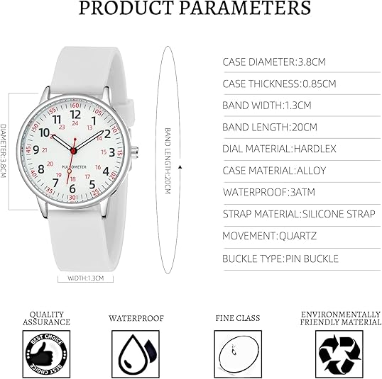 Skanto | Stilvolle Clip-Uhr für Damen – Wasserdichte Silikon-Fob-Uhr in eleganten Farben
