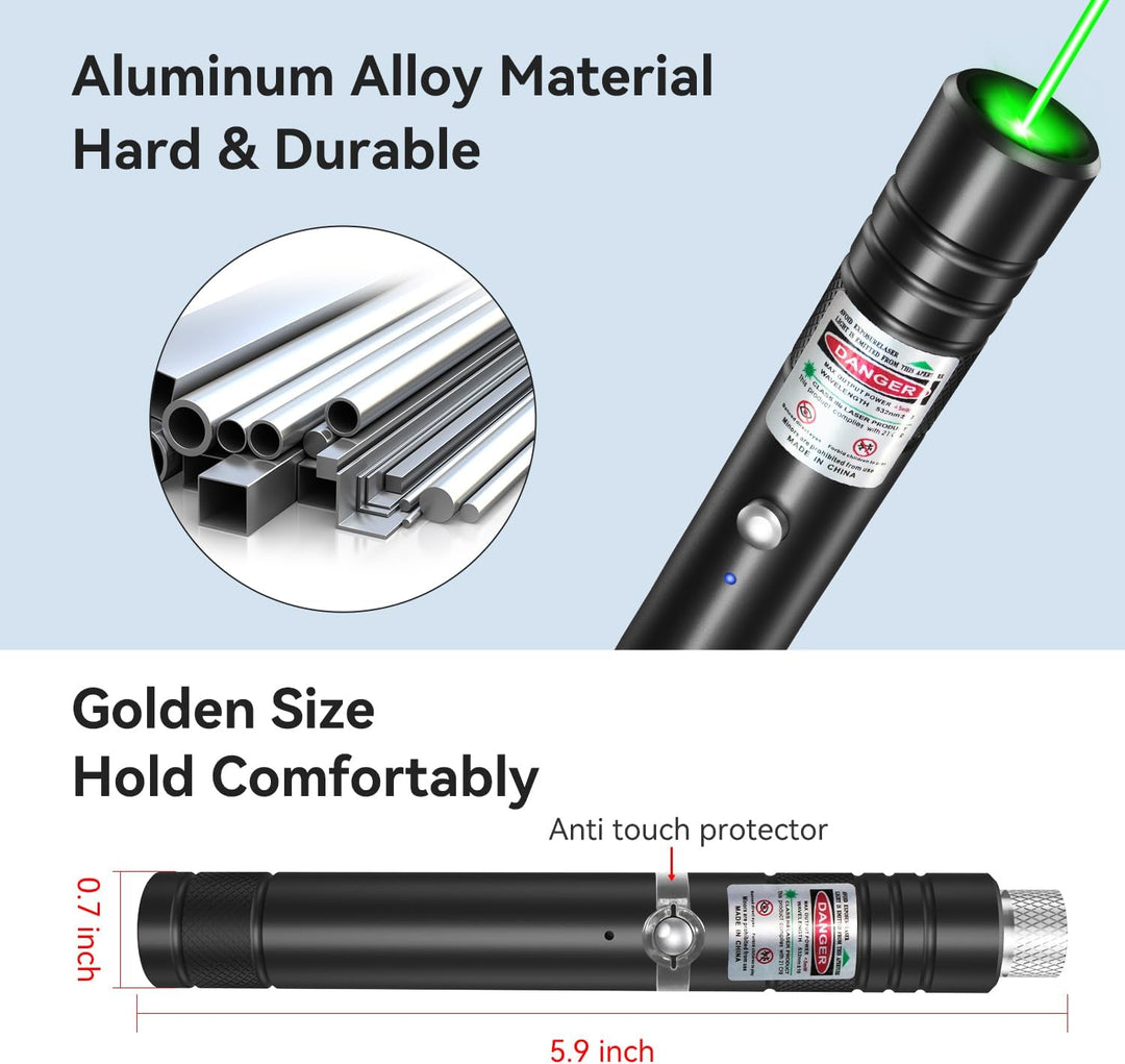Skanto | Wiederaufladbarer grüner Laserpointer Outdoor Metall-Taschenlampe