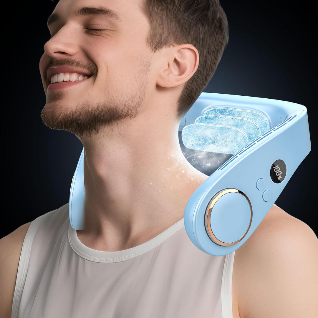 Skanto | Neck Cooler Pro – Bladeless Nackenventilator mit Kühlplatte und LED-Anzeige