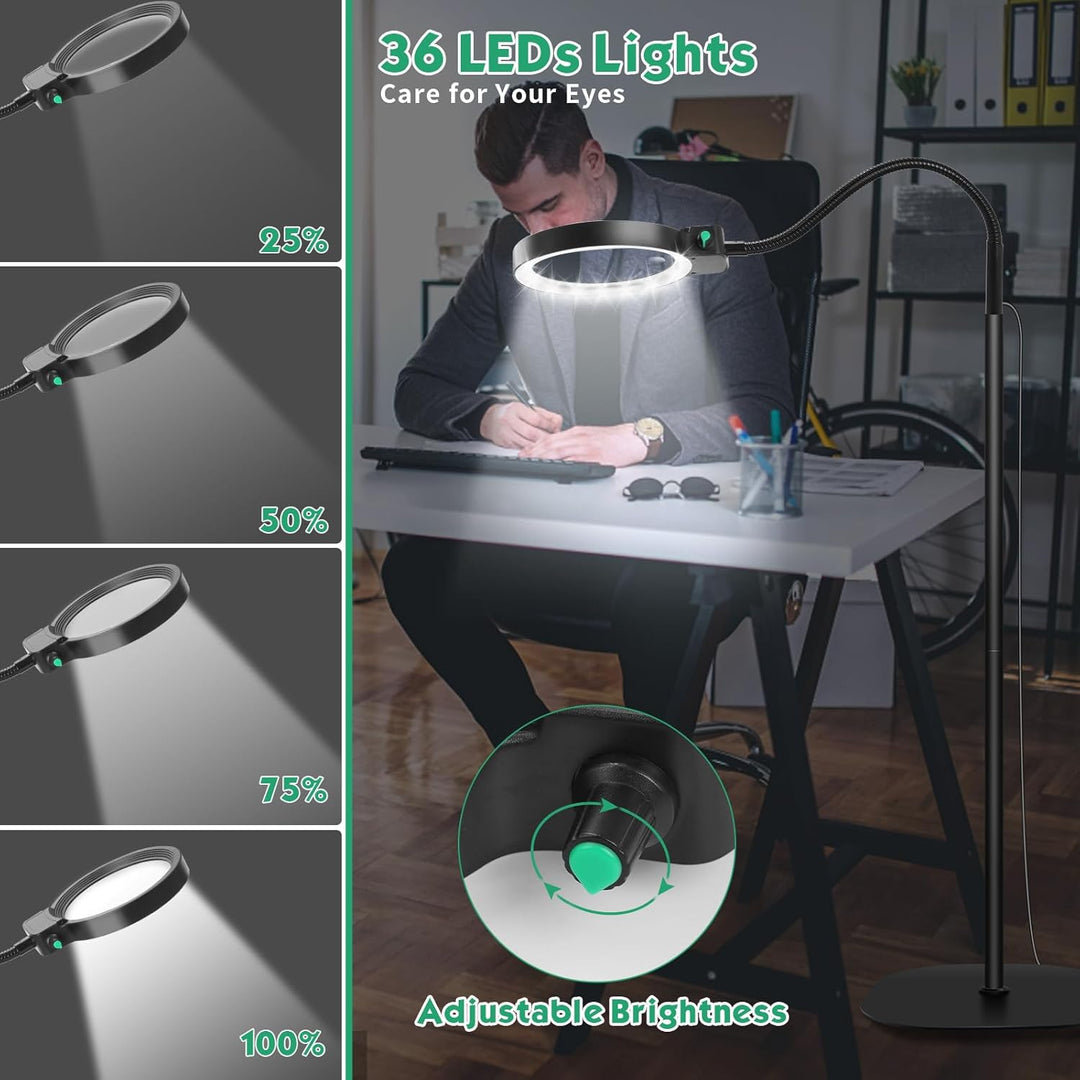 Skanto | Ganzseiten-Lupe mit LED-Licht – Freihändige Lesehilfe für Bücher, Basteln & Hobbys
