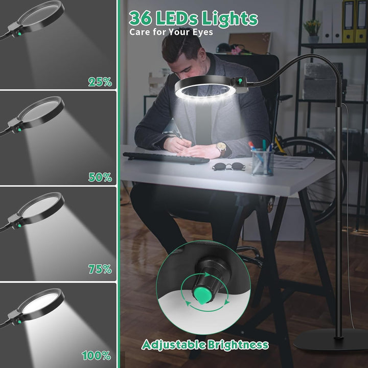 Skanto | Ganzseiten-Lupe mit LED-Licht – Freihändige Lesehilfe für Bücher, Basteln & Hobbys