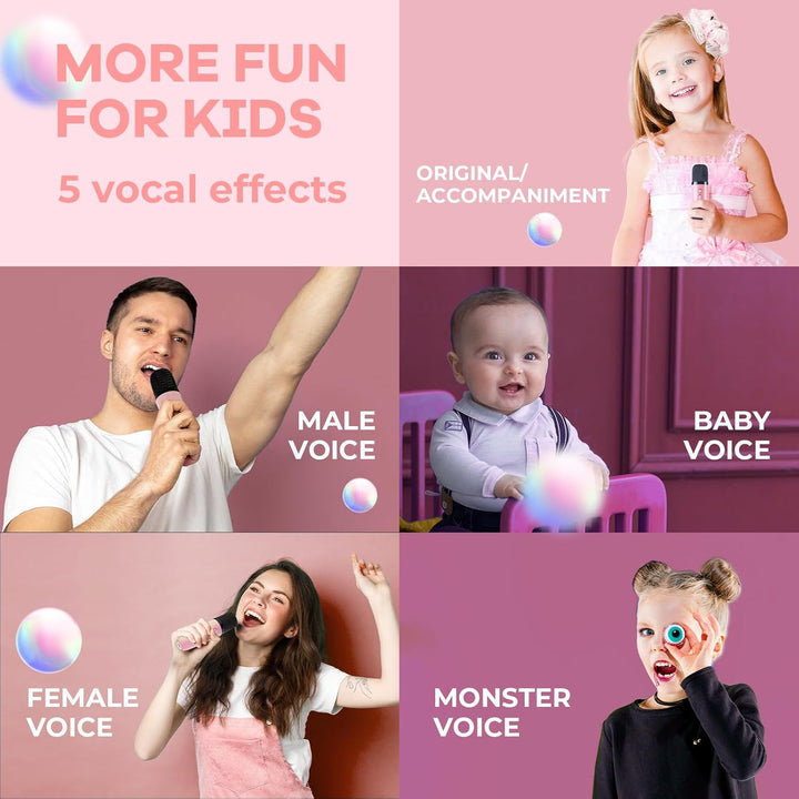 Skanto | Tragbare Mini-Karaoke-Maschine mit Bluetooth-Lautsprecher und 2 kabellosen Mikrofonen – Veylo