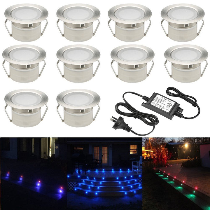 Skanto | Fvtled 10er-Pack RGB LED-Außen-Deckleuchten, IP67 wasserdicht, Niedervolt für Garten & Terrasse
