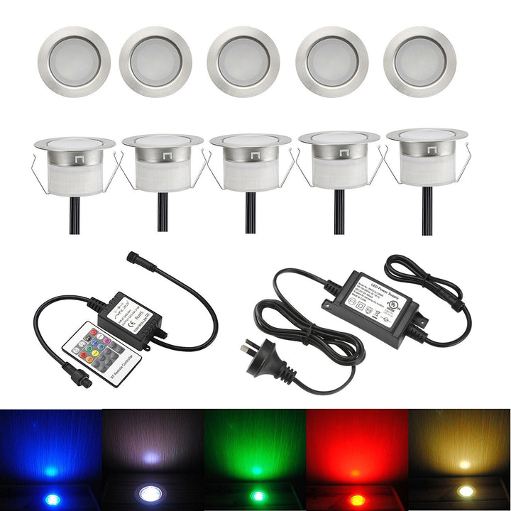 Skanto | Fvtled 10er-Pack RGB LED-Außen-Deckleuchten, IP67 wasserdicht, Niedervolt für Garten & Terrasse