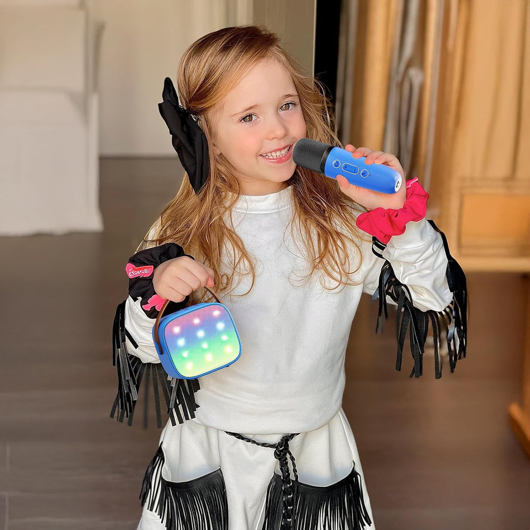 Skanto | Tragbare Mini-Karaoke-Maschine mit Bluetooth-Lautsprecher und 2 kabellosen Mikrofonen – Veylo