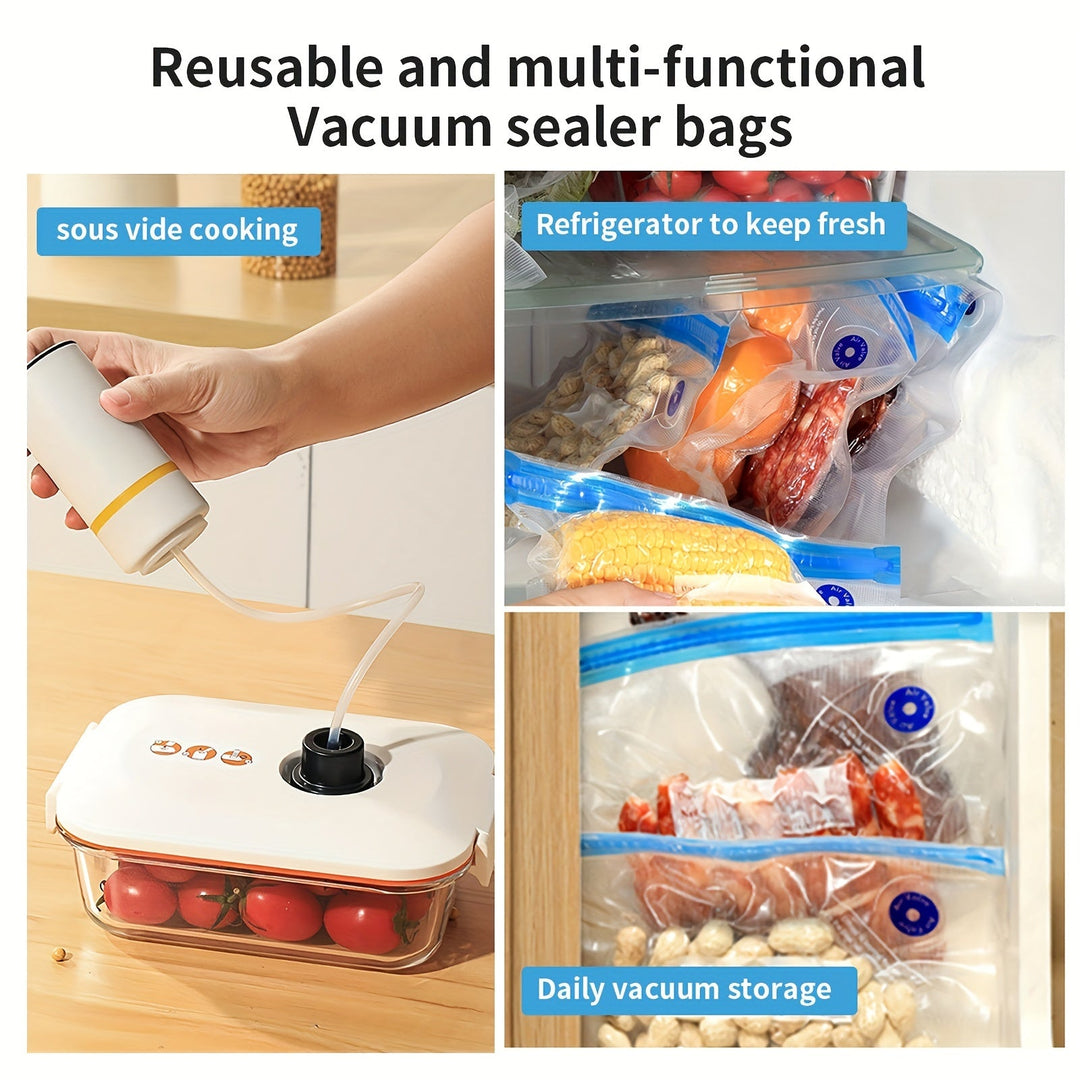 Skanto | Handheld Elektrisches Vakuumiergerät mit Vakuum-Aufbewahrungsbeuteln – Inklusive 3 Größen (4x8,5", 3x11", 3x13,5"), Vakuum-Reißverschlussbeutel und Elektropumpe