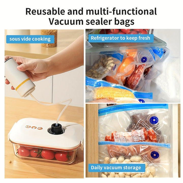 Skanto | Handheld Elektrisches Vakuumiergerät mit Vakuum-Aufbewahrungsbeuteln – Inklusive 3 Größen (4x8,5", 3x11", 3x13,5"), Vakuum-Reißverschlussbeutel und Elektropumpe