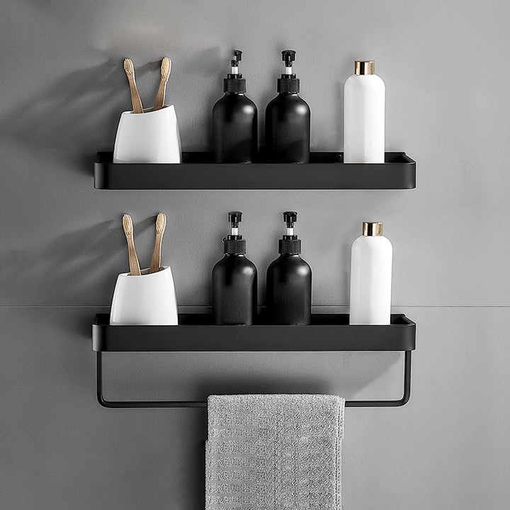 Mattschwarzes modernes Badezimmer-Set 1/2 – Edelstahl-Badezimmerregal