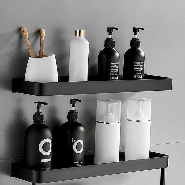 Mattschwarzes modernes Badezimmer-Set 1/2 – Edelstahl-Badezimmerregal