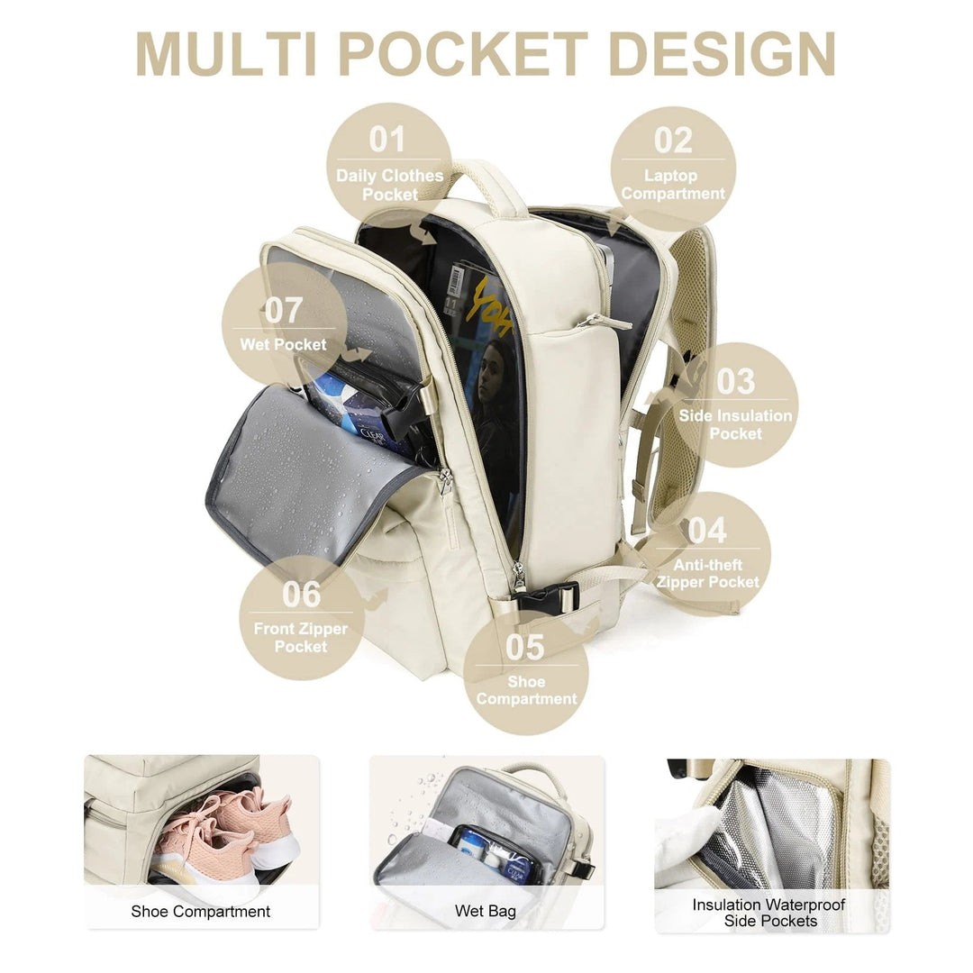 Skanto | Großer Damen-Reiserucksack – Wasserdichter Wanderrucksack | Diebstahlschutz