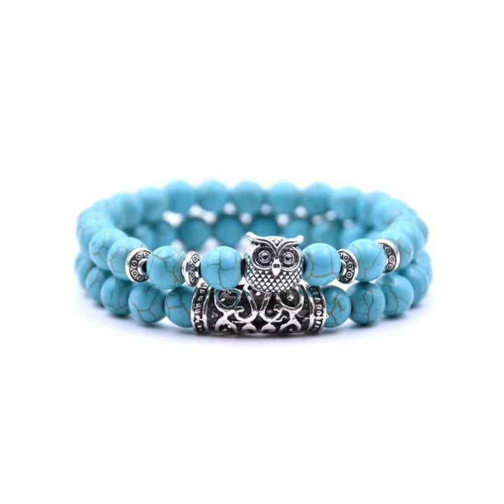 Skanto | Eulen-Charm Natursteinarmband