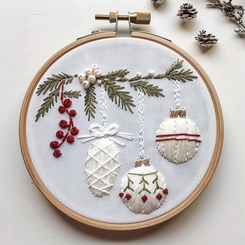 Skanto | Weihnachtliches Stickset DIY | Komplettes Bastelset für selbstgemachte Deko | 20 cm