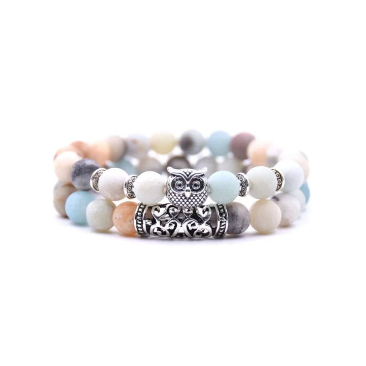 Skanto | Eulen-Charm Natursteinarmband