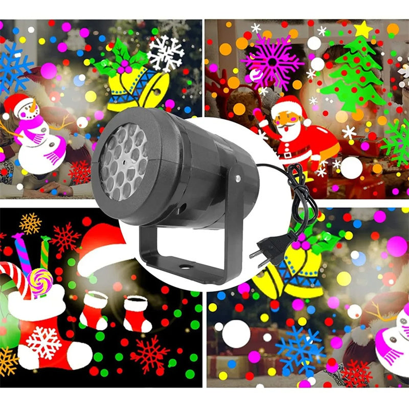 Skanto | LED-Schneeflocken-Weihnachtsprojektor-Lichtshow – Wasserdichte Außenlampe mit 16 Mustern