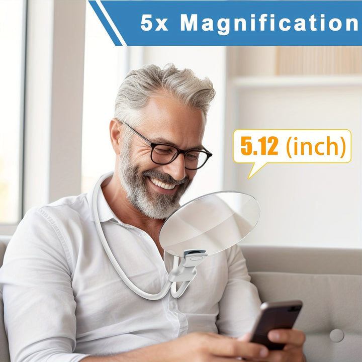 Skanto | 5X Lupen-Pro – Freihändige, verstellbare Halslupe für Senioren und Sehbehinderte – Perfekt zum Lesen, Nähen, Basteln und Inspizieren