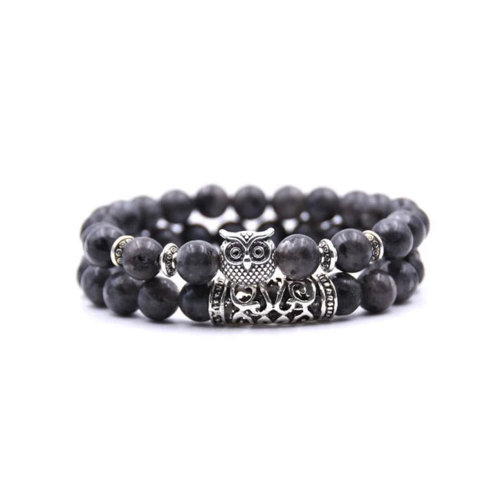 Skanto | Eulen-Charm Natursteinarmband