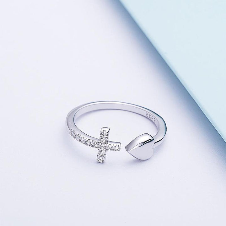 Skanto | Liebe S925 Sterling Silber Kreuzring