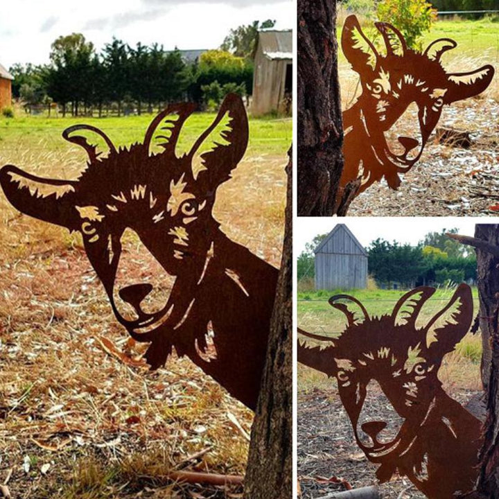 Skanto | Outdoor Garten Spähende Ziege Metallkunst Indoor Dekoration