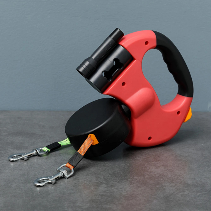 Skanto | Nie wieder verheddern – Doppelleine für Hunde mit LED-Licht
