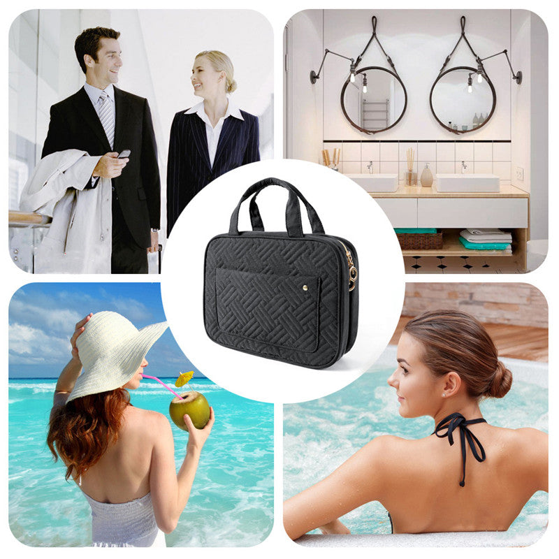 Skanto Skanto | Travelique Reise-Kosmetik-Organizer | Kompakt & Wasserabweisend | Mit 4 Fächern & 360°-Haken | Für Frauen & Männer