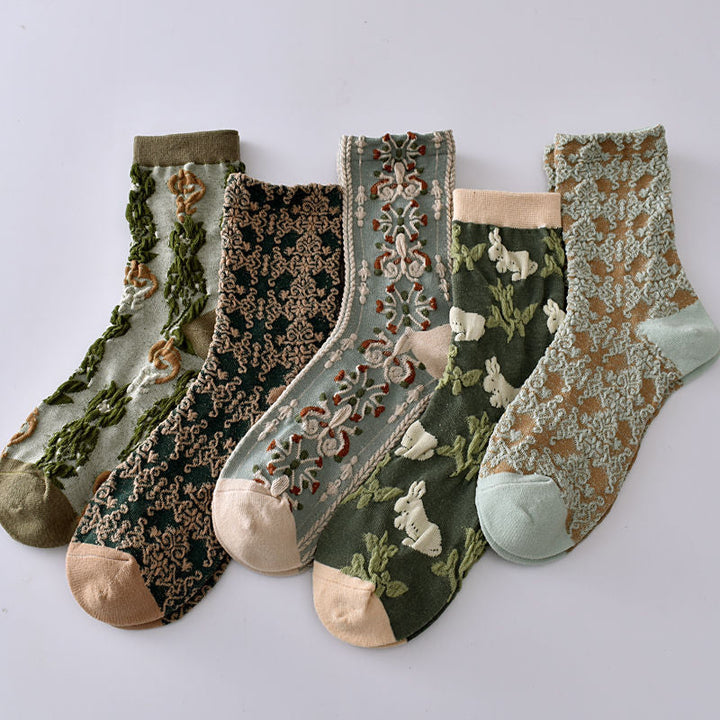 Skanto | Damen-Baumwollsocken mit Blumenmuster