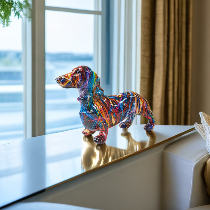 Skanto | Dachshund Glede – Farbenfrohes Dackel-Ornament für einen verspielten Akzent zu Hause