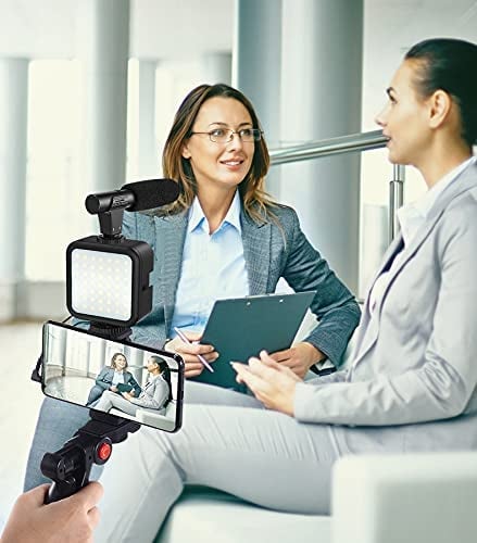Skanto | Professionelles Video-Mikrofon-Kit mit Ständer und LED-Videoleuchte
