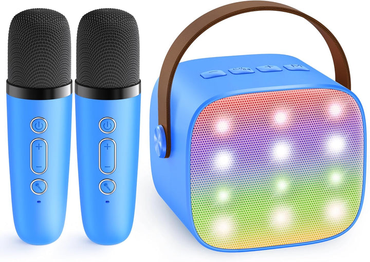 Skanto | Tragbare Mini-Karaoke-Maschine mit Bluetooth-Lautsprecher und 2 kabellosen Mikrofonen – Veylo