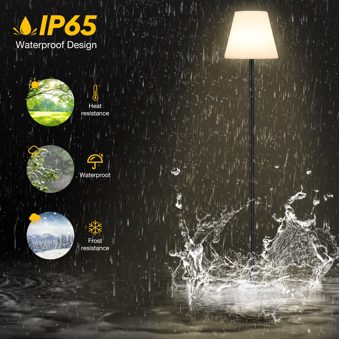 Skanto | Gewiny Solarbetriebene Outdoor-Stehleuchte – dimmbare LED, wasserdicht, kabellos für Terrasse & Garten
