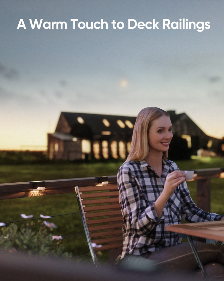 Skanto | 16er-Pack Solar-Deckleuchten – wasserdichte LED-Zaunleuchten für Garten, Terrasse, Treppen, Schwarz