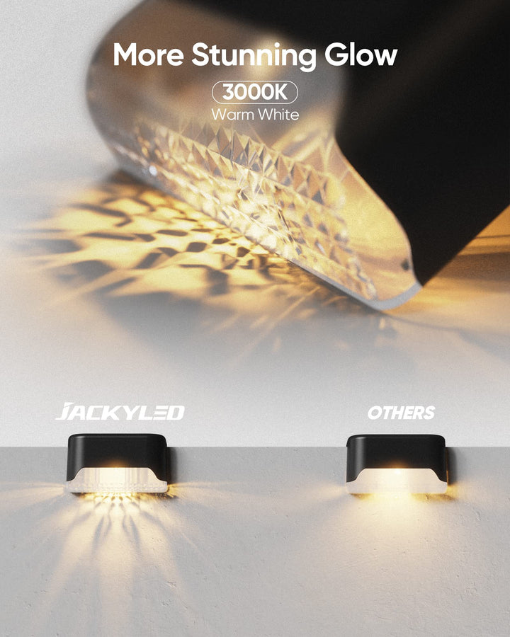 Skanto | 16er-Pack Solar-Deckleuchten – wasserdichte LED-Zaunleuchten für Garten, Terrasse, Treppen, Schwarz