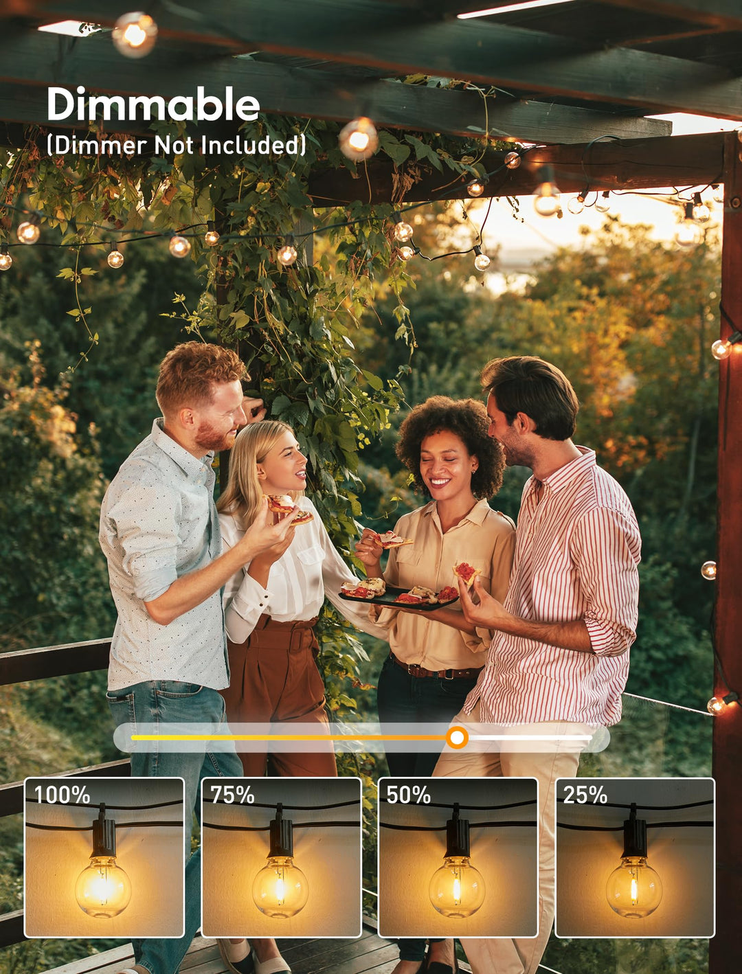 Skanto | Brightown 60Ft Outdoor Lichterkette – G40 Globe Terrassenlichter mit 32 bruchsicheren Glühbirnen