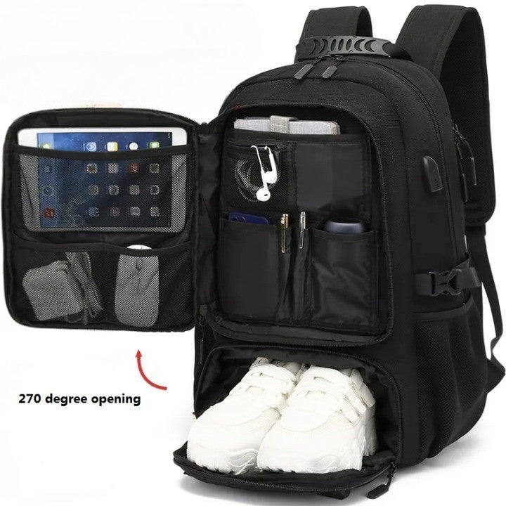 Skanto | Tech Trek Pro 50-80L – Der ultimative Rucksack mit USB-Ladefunktion | Robust und geräumig