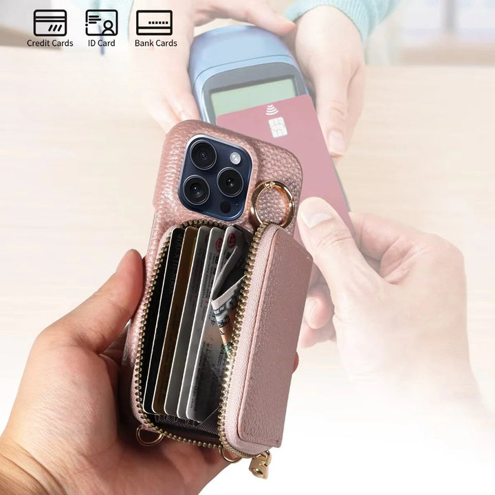 Skanto | Premium Leder Multifunktions-iPhone-Hülle mit Anti-Entmagnetisierungsschutz